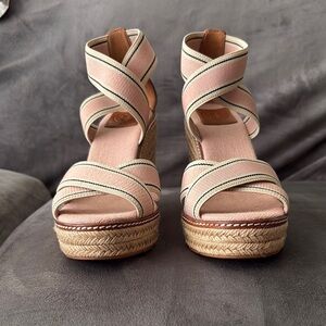 Tory Burch Pink Strappy Wedge Sandals size 8